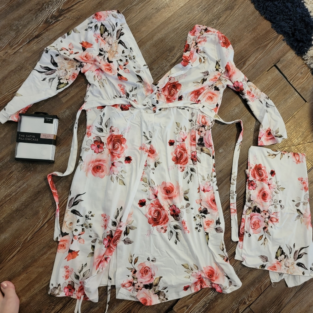Labor and delivery gown and matching swaddle